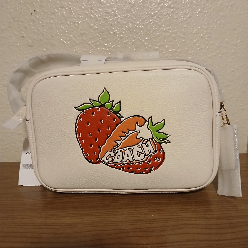 Coach Red and White Strawberry Crossbody Camera Bag